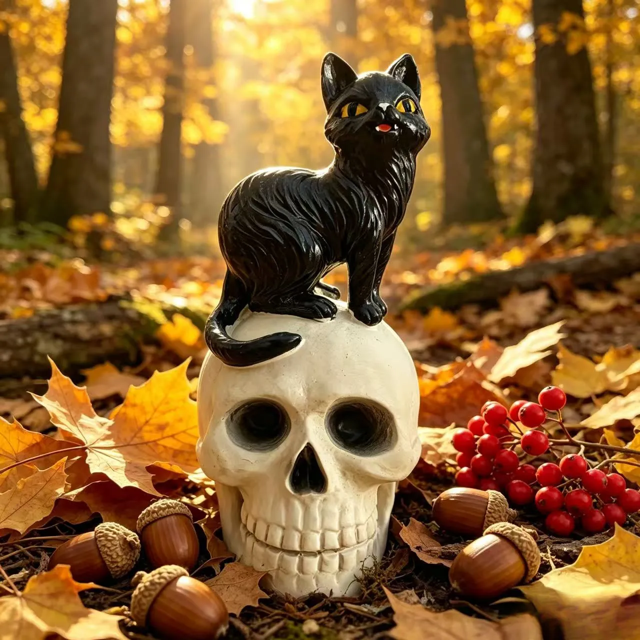 Black Cat and Skull