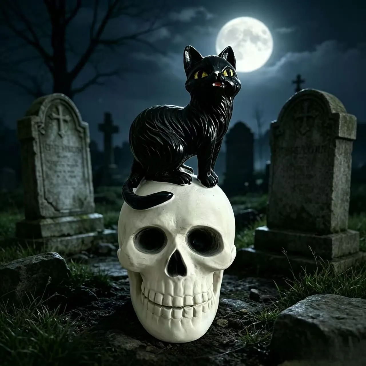 Black Cat and Skull